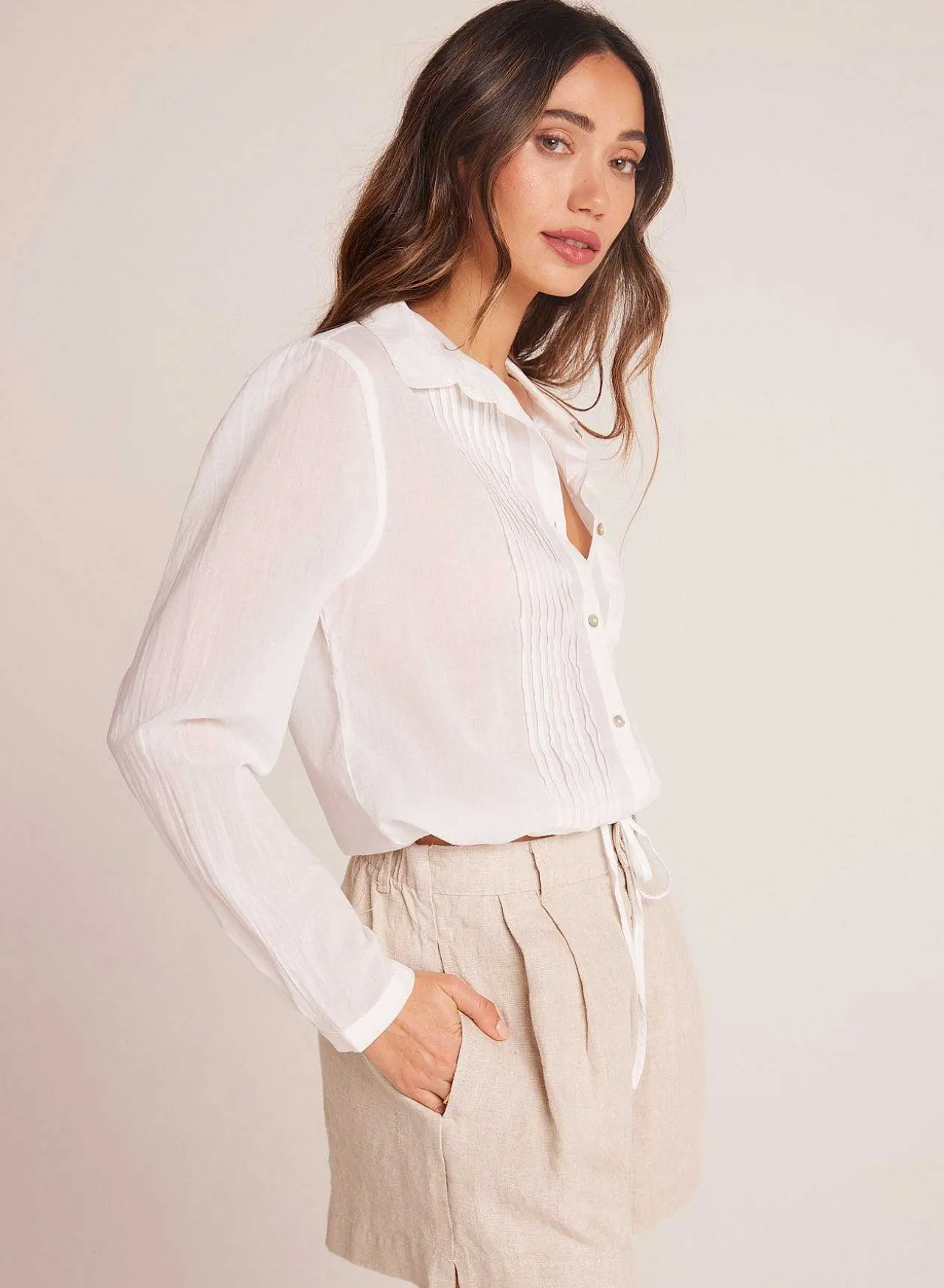 Biezen Crop Button Down - Wit>Bella Dahl Cheap