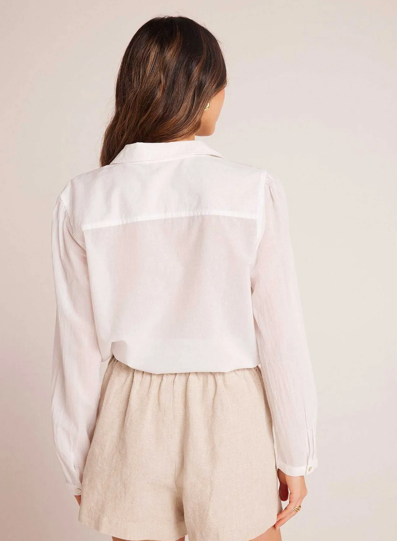 Biezen Crop Button Down - Wit>Bella Dahl Cheap