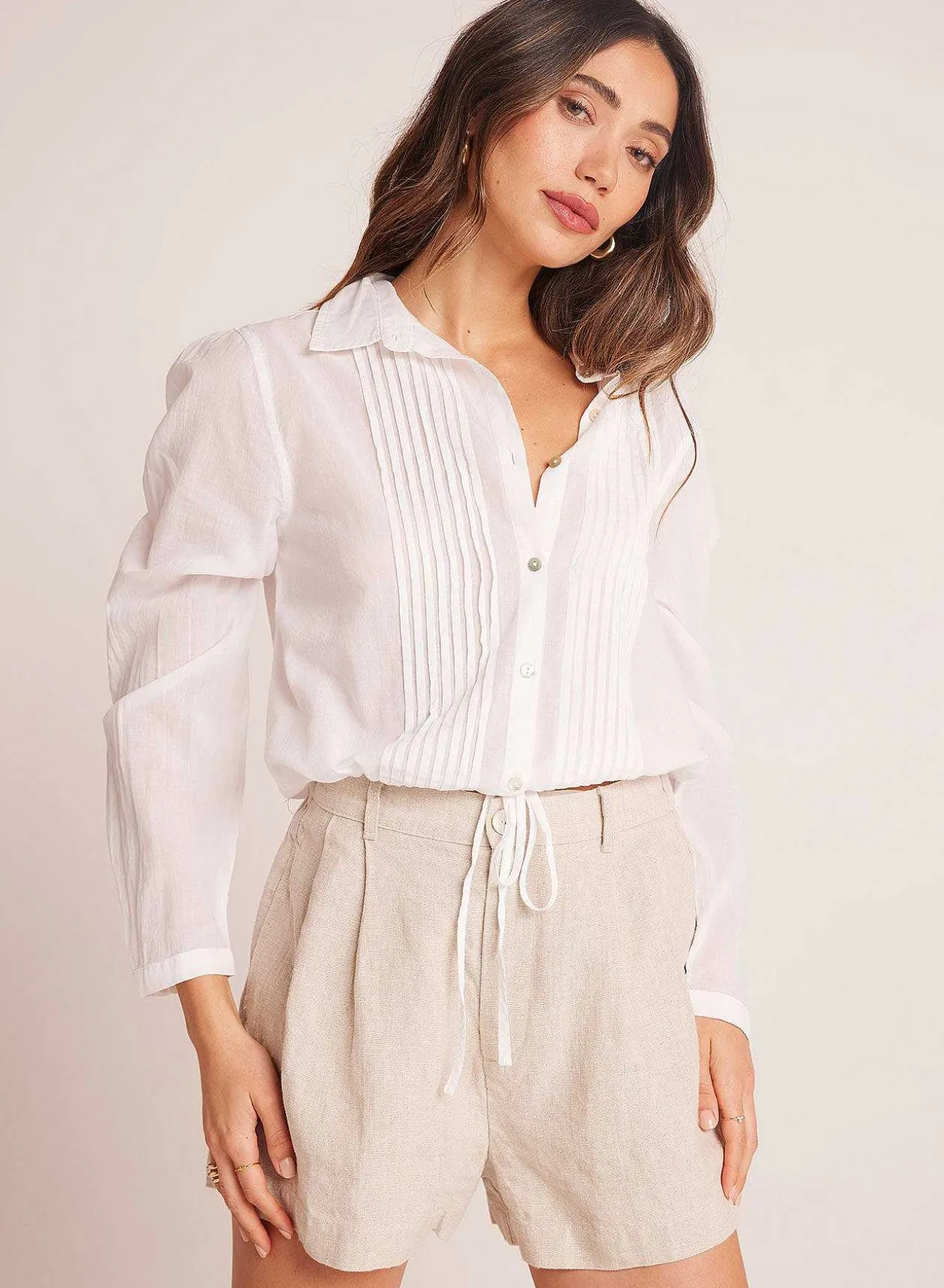 Biezen Crop Button Down - Wit>Bella Dahl Cheap