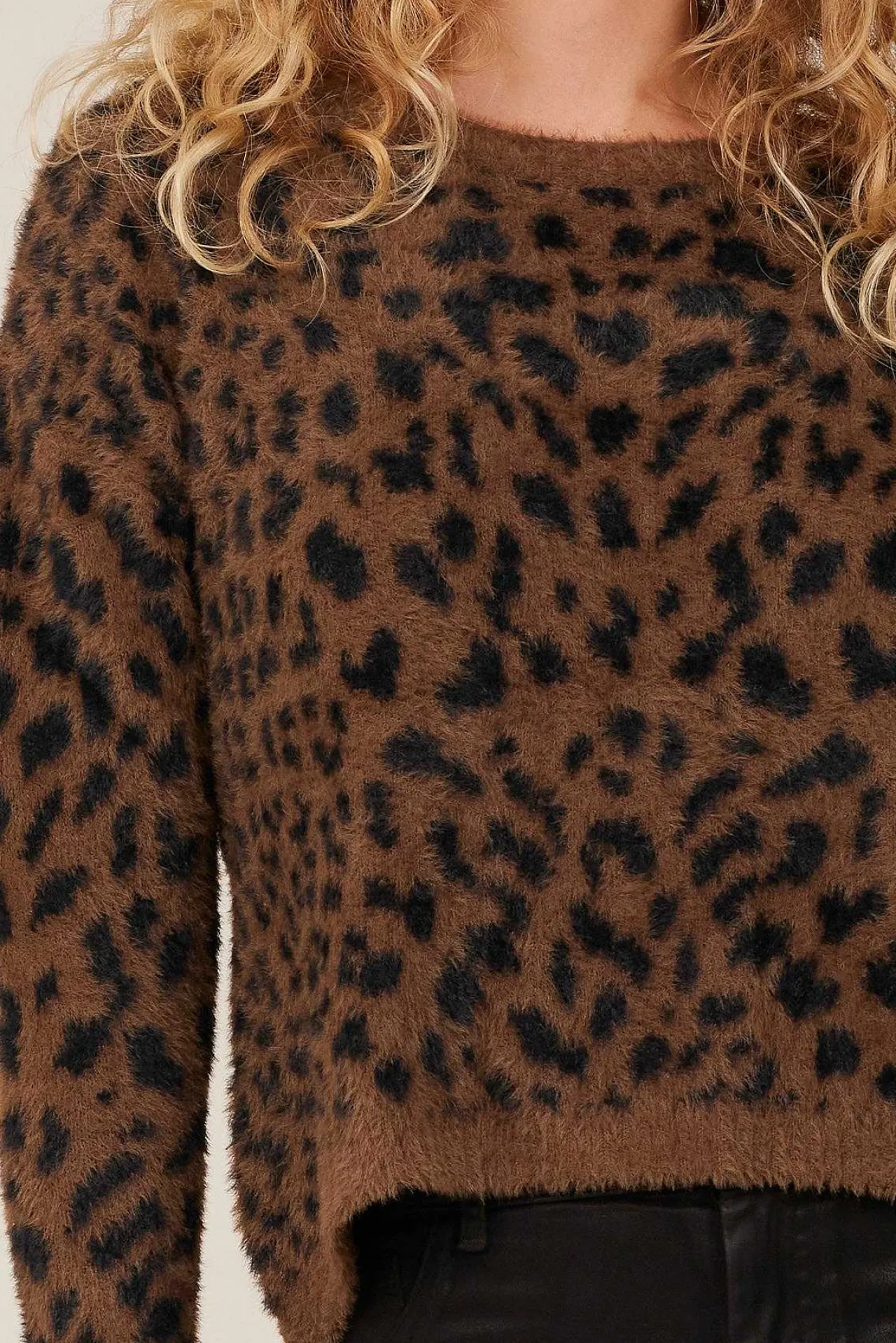 Bijgesneden Slouchy Trui - Mokka-Luipaard>Bella Dahl Online