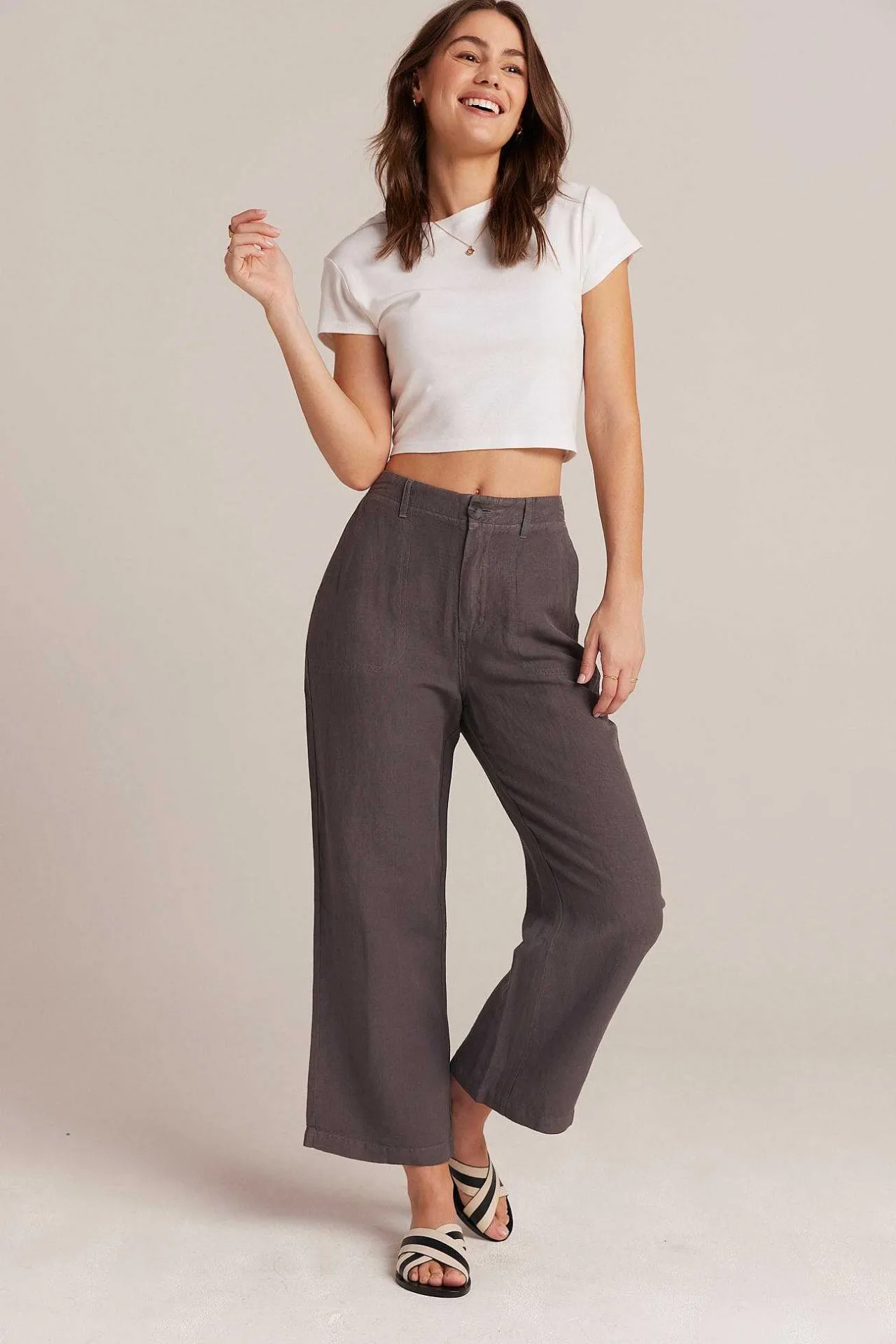 Blakely Utility Crop Met Wijde Pijpen - Charcoal Shadow>Bella Dahl Clearance