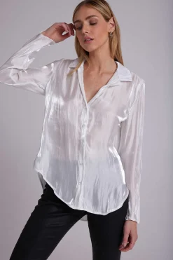 Button-Down Van Vloeibaar Metaal - Witte Glans><noscript><img width=