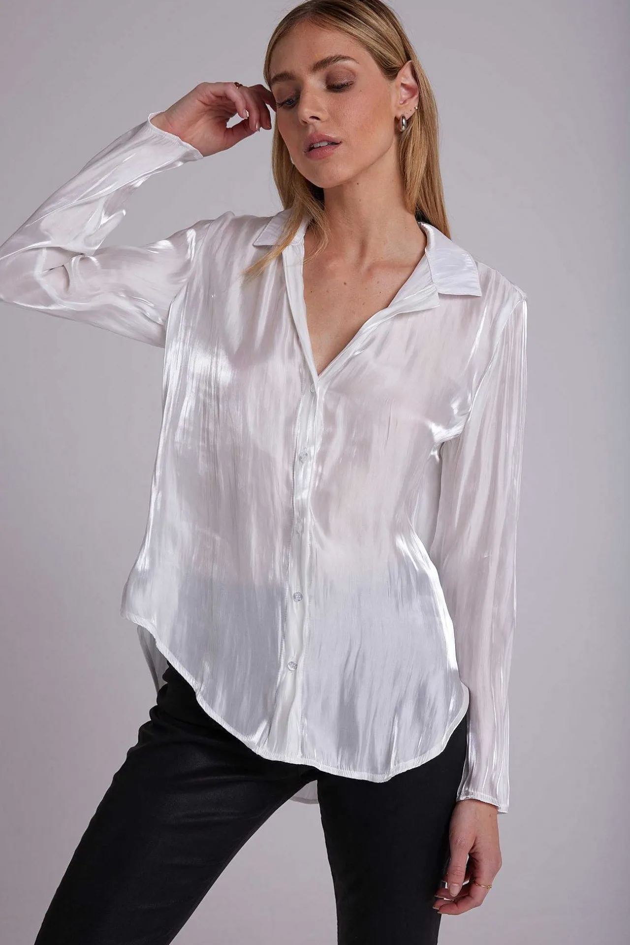 Button-Down Van Vloeibaar Metaal - Witte Glans>Bella Dahl Cheap