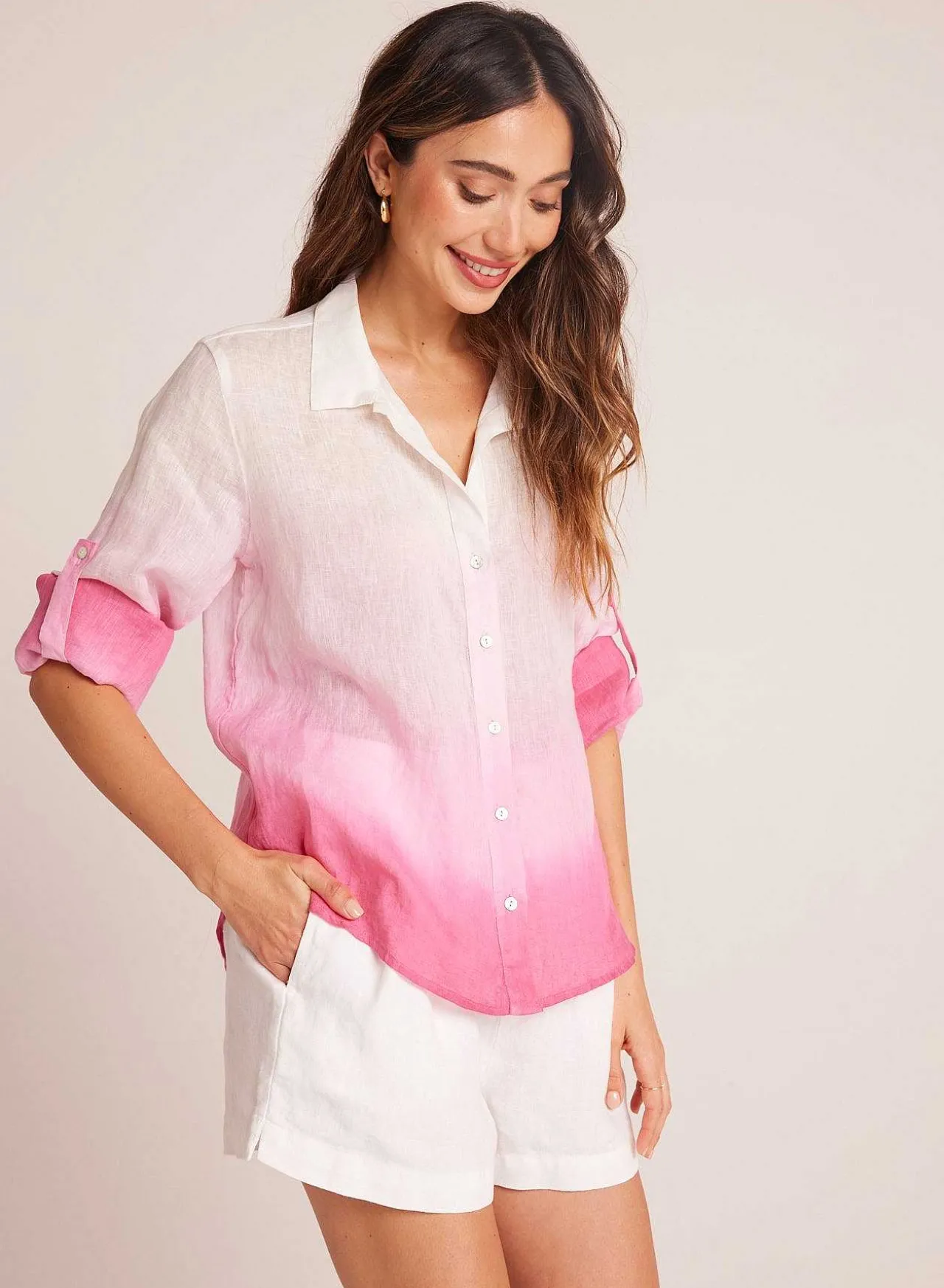 Capri Button Down - Roze Ombre-Kleurstof>Bella Dahl Clearance