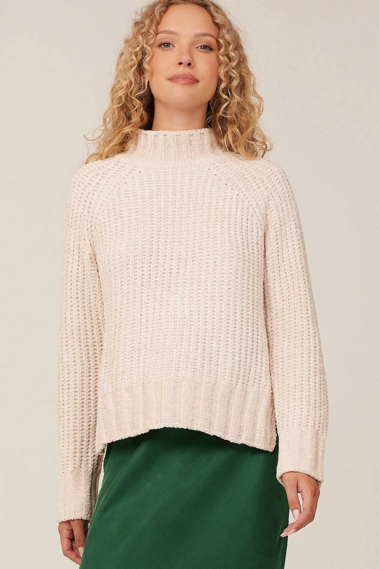 Chenille Trui Met Coltrui - Opaal Ivoor>Bella Dahl Discount