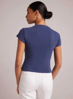 Cropped T-Shirt Met Ronde Hals - Nautische Marine>Bella Dahl Flash Sale