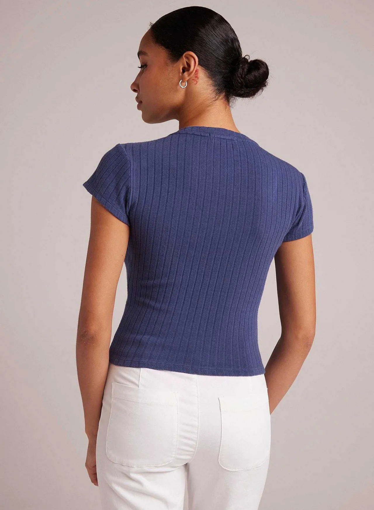 Cropped T-Shirt Met Ronde Hals - Nautische Marine>Bella Dahl Flash Sale