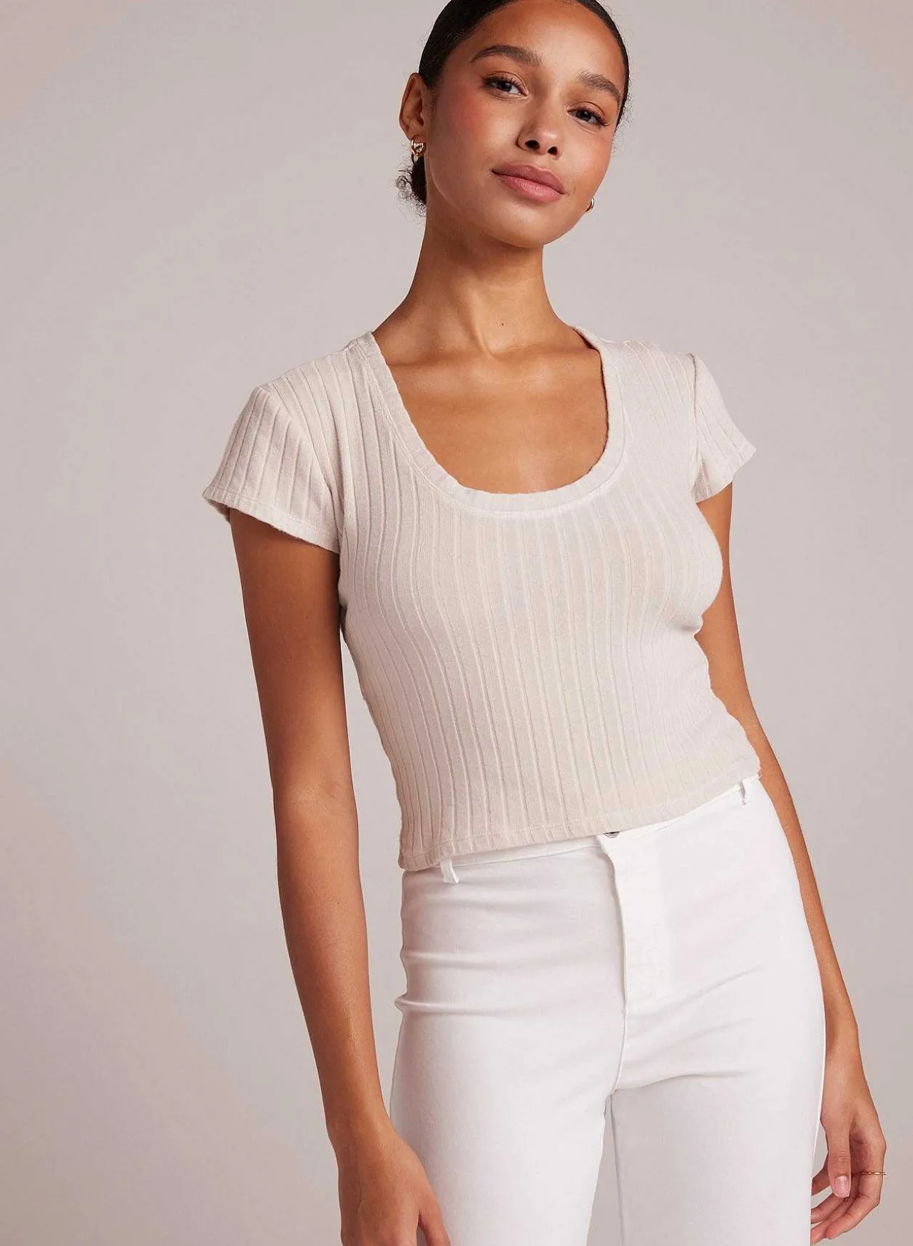 Cropped T-Shirt Met Ronde Hals - Kaki Steen>Bella Dahl Discount