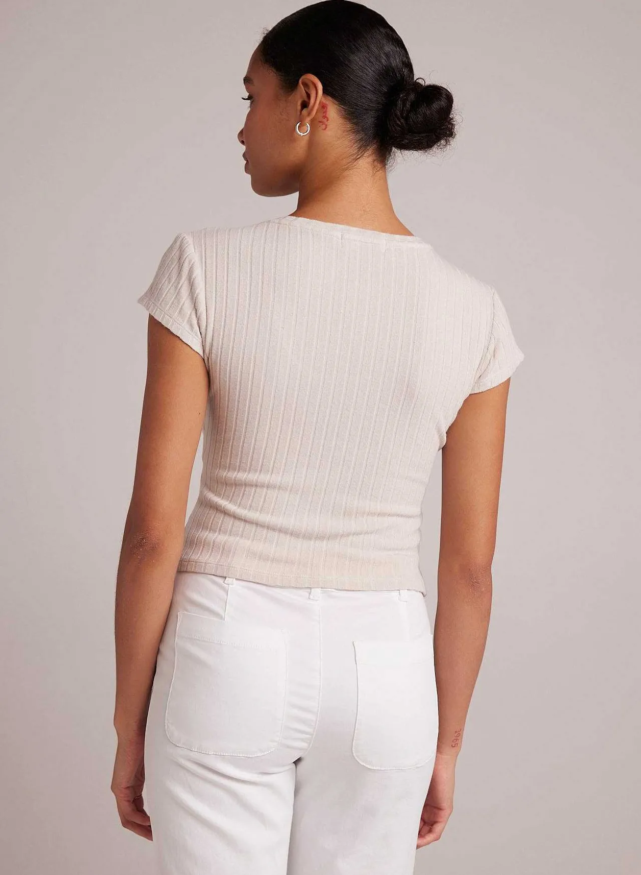Cropped T-Shirt Met Ronde Hals - Kaki Steen>Bella Dahl Discount