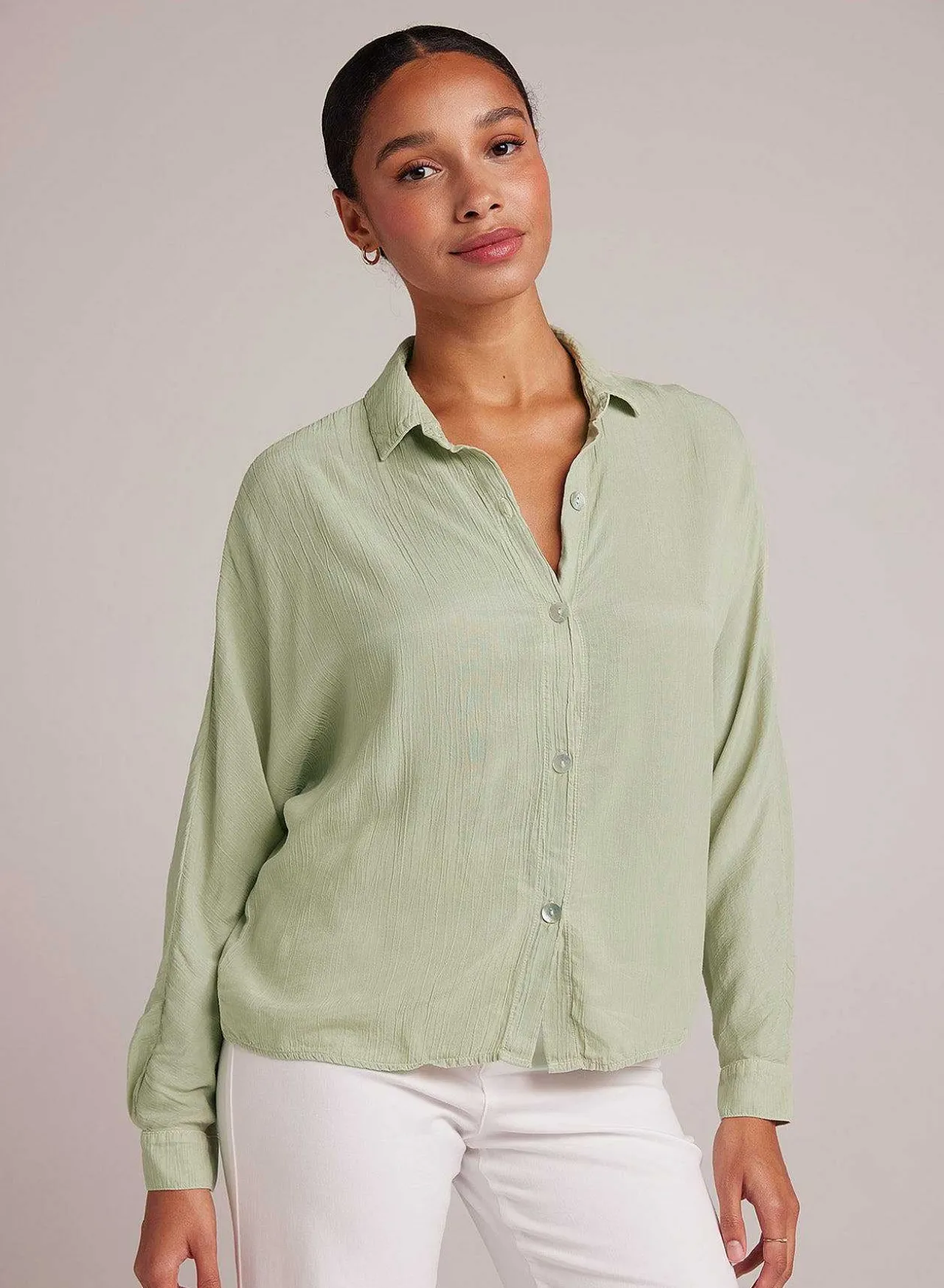 Dolman Mouw Met Knoopsluiting - Coastal Sage>Bella Dahl Best