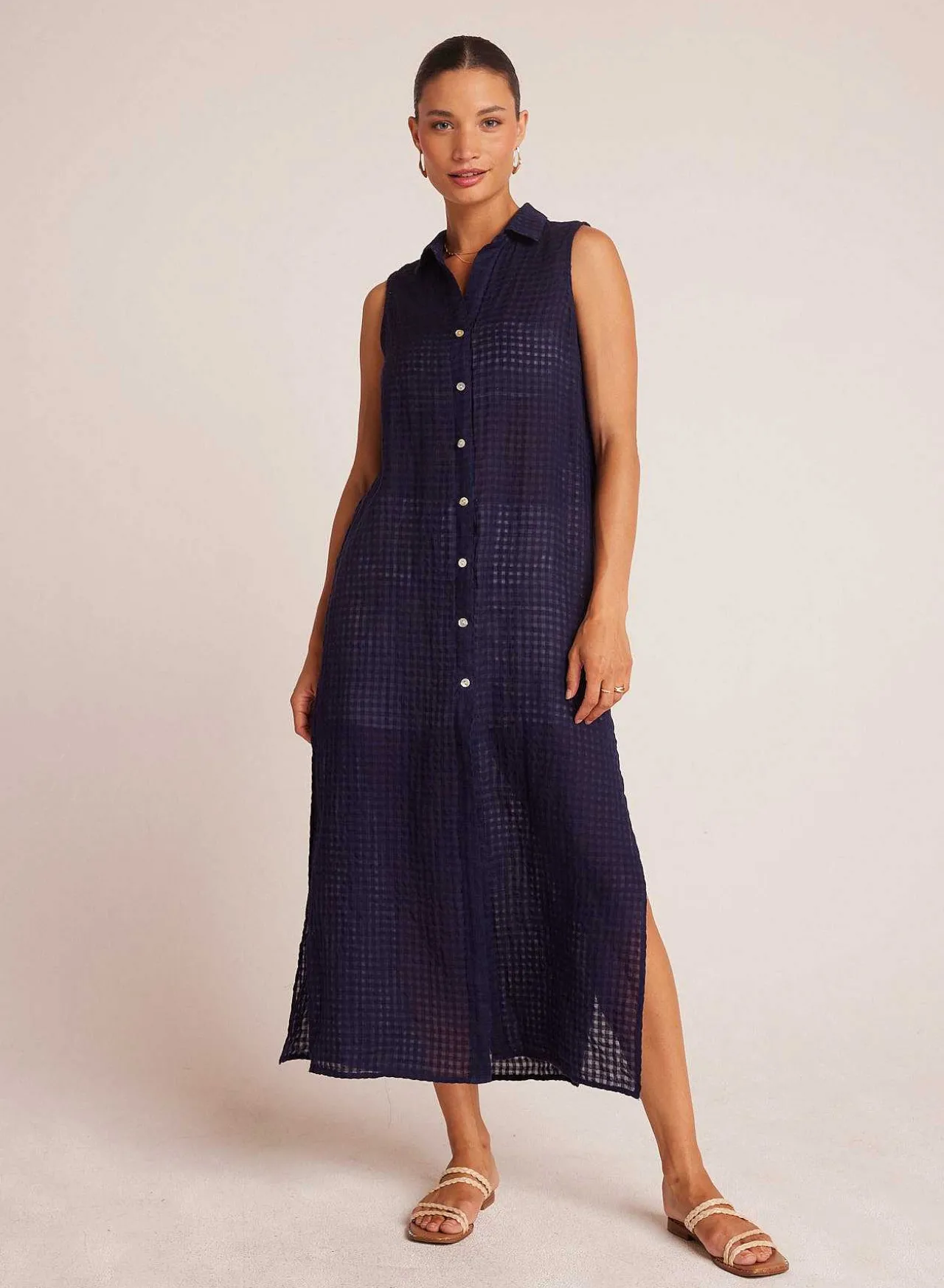 Dusterjurk Met Zijsplit - Tropic Navy>Bella Dahl Hot