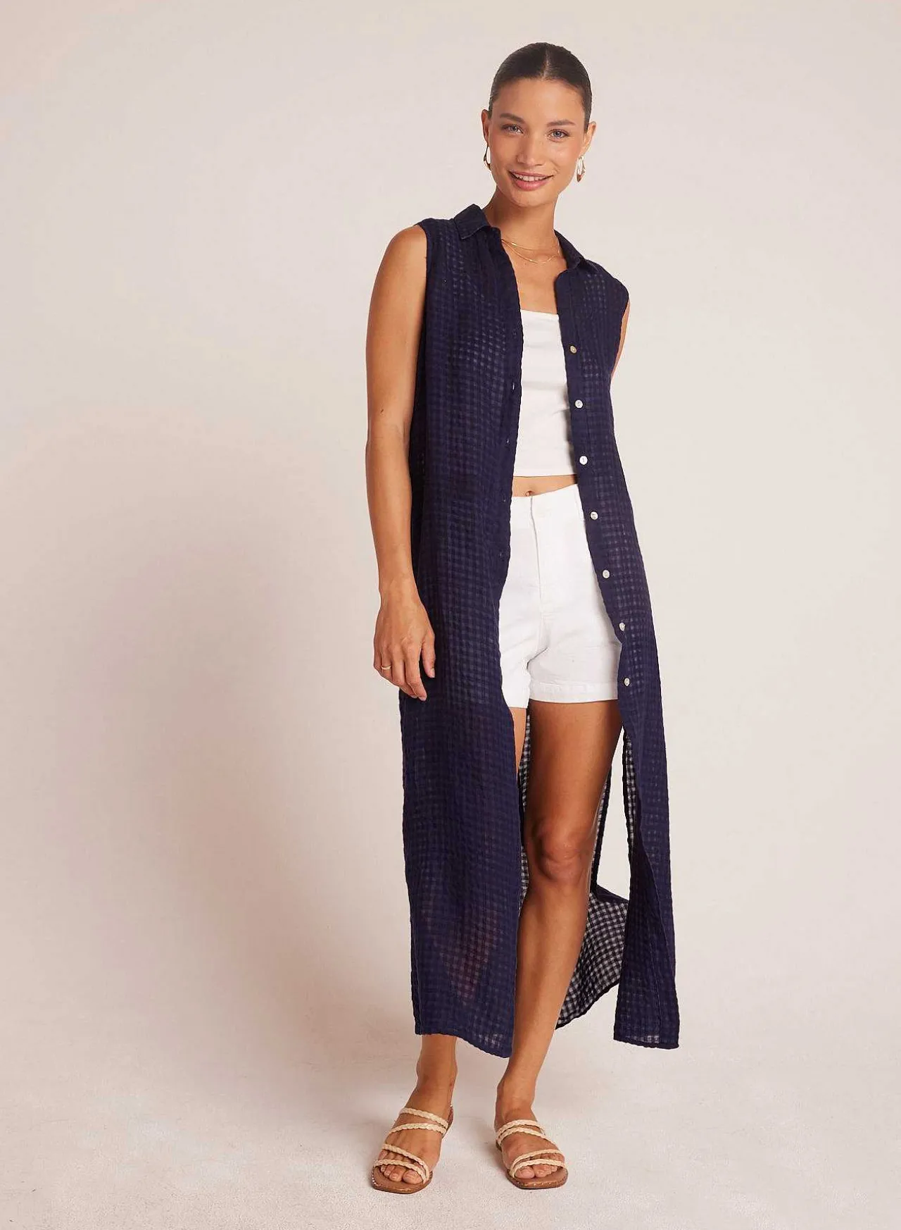 Dusterjurk Met Zijsplit - Tropic Navy>Bella Dahl Hot