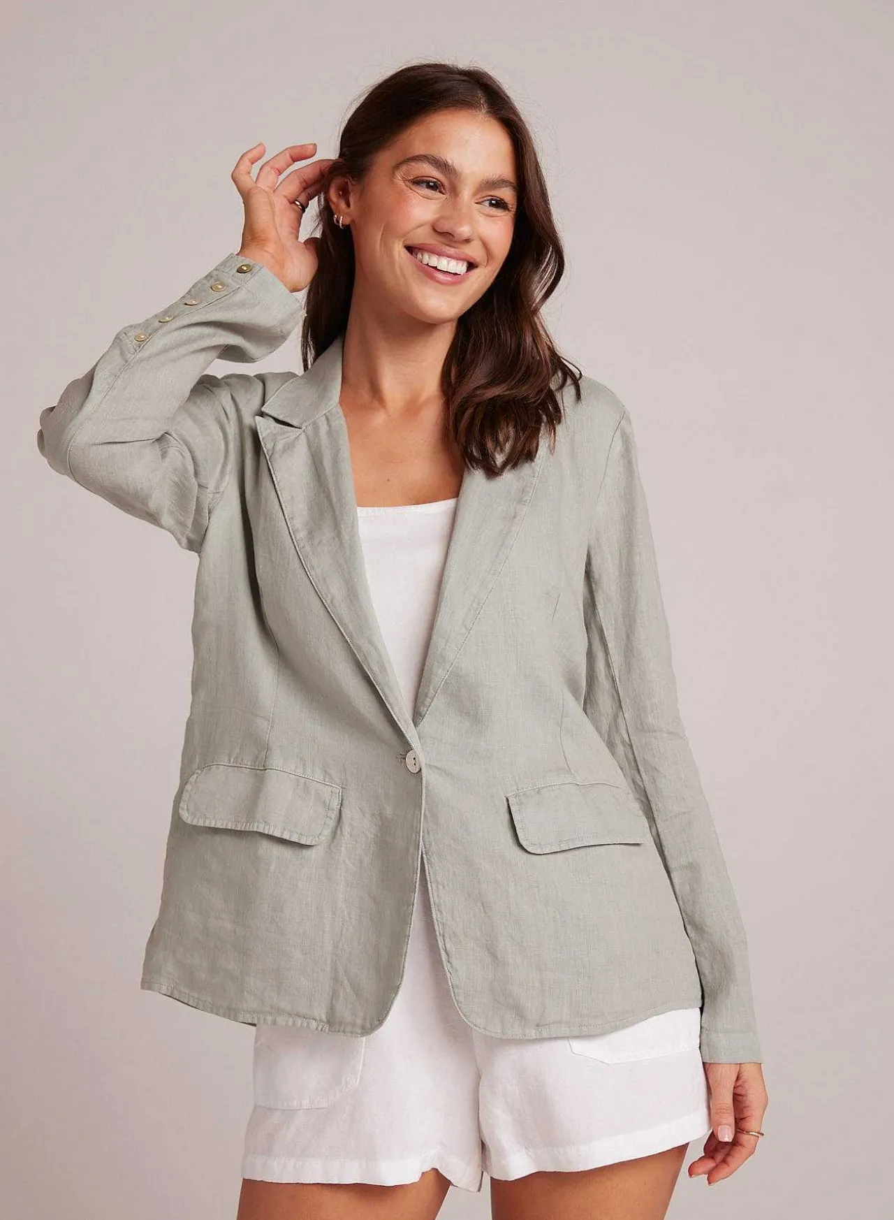 Easy Linnen Lange Blazer - Oase Groen>Bella Dahl Best