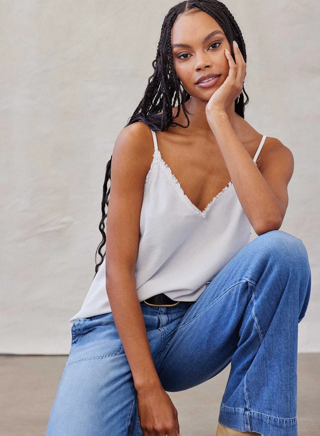 Gerafeld Tencel Cami - Mistige Lucht>Bella Dahl Cheap