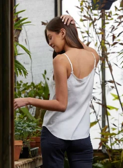 Gerafelde Tencel Cami - Wit><noscript><img width=