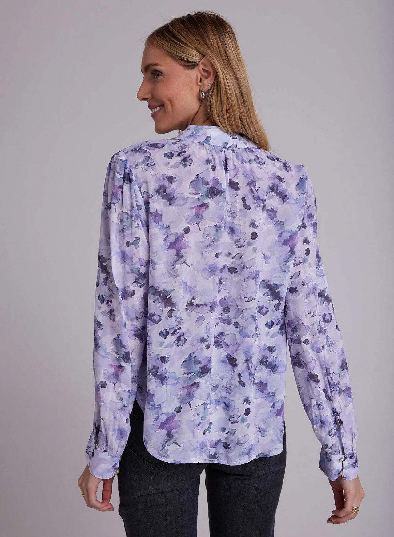 Gesmokte Blouse Met Knopen - Lila Bloemenprint>Bella Dahl Discount
