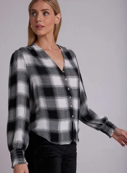 Gesmokte Manchetknopen Naar Beneden - Ivoor En Zwarte Plaid>Bella Dahl Flash Sale