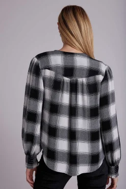 Gesmokte Manchetknopen Naar Beneden - Ivoor En Zwarte Plaid>Bella Dahl Flash Sale