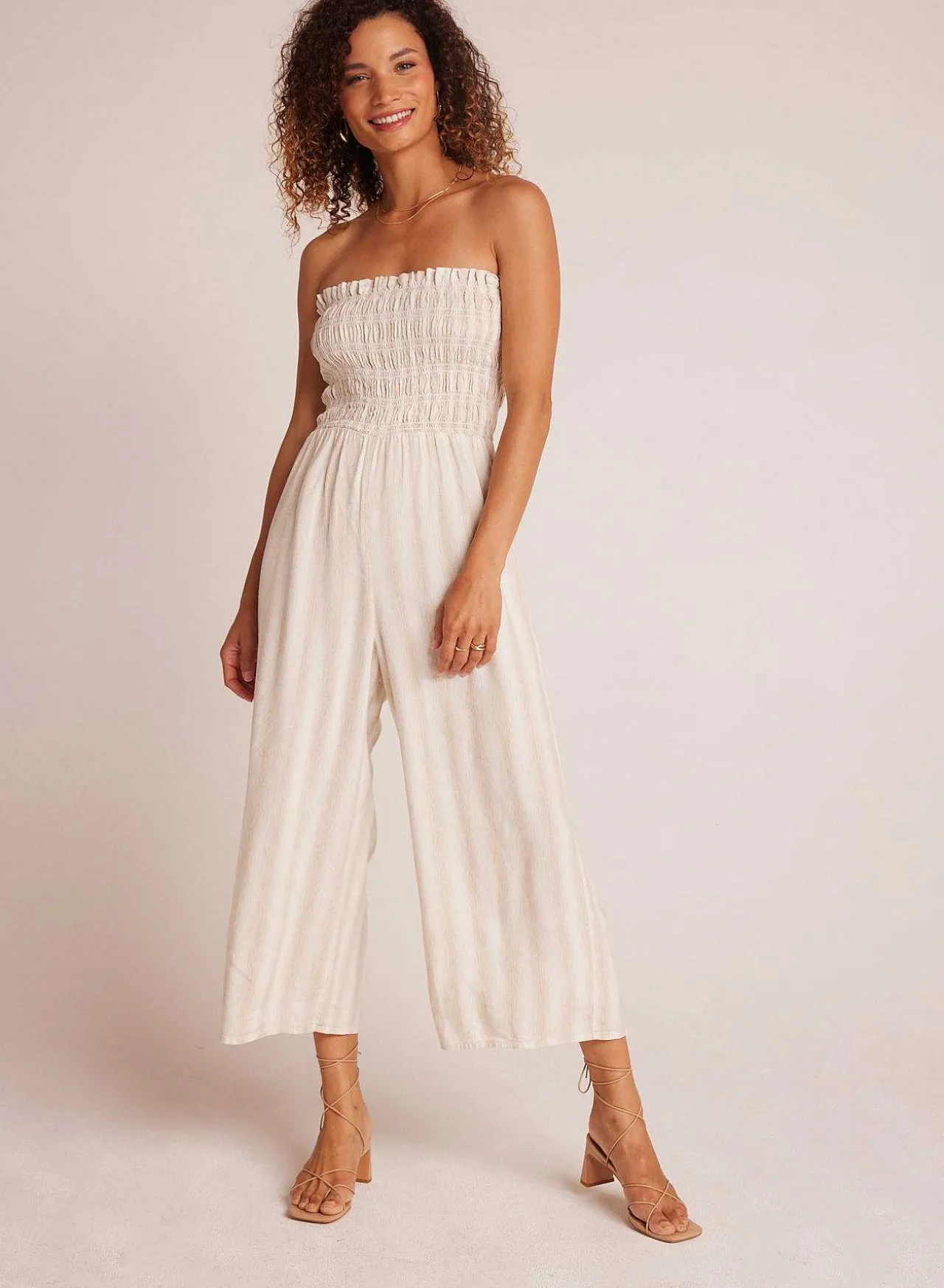 Gesmokte Strapless Jumpsuit - Playa Sand Stripe>Bella Dahl Hot