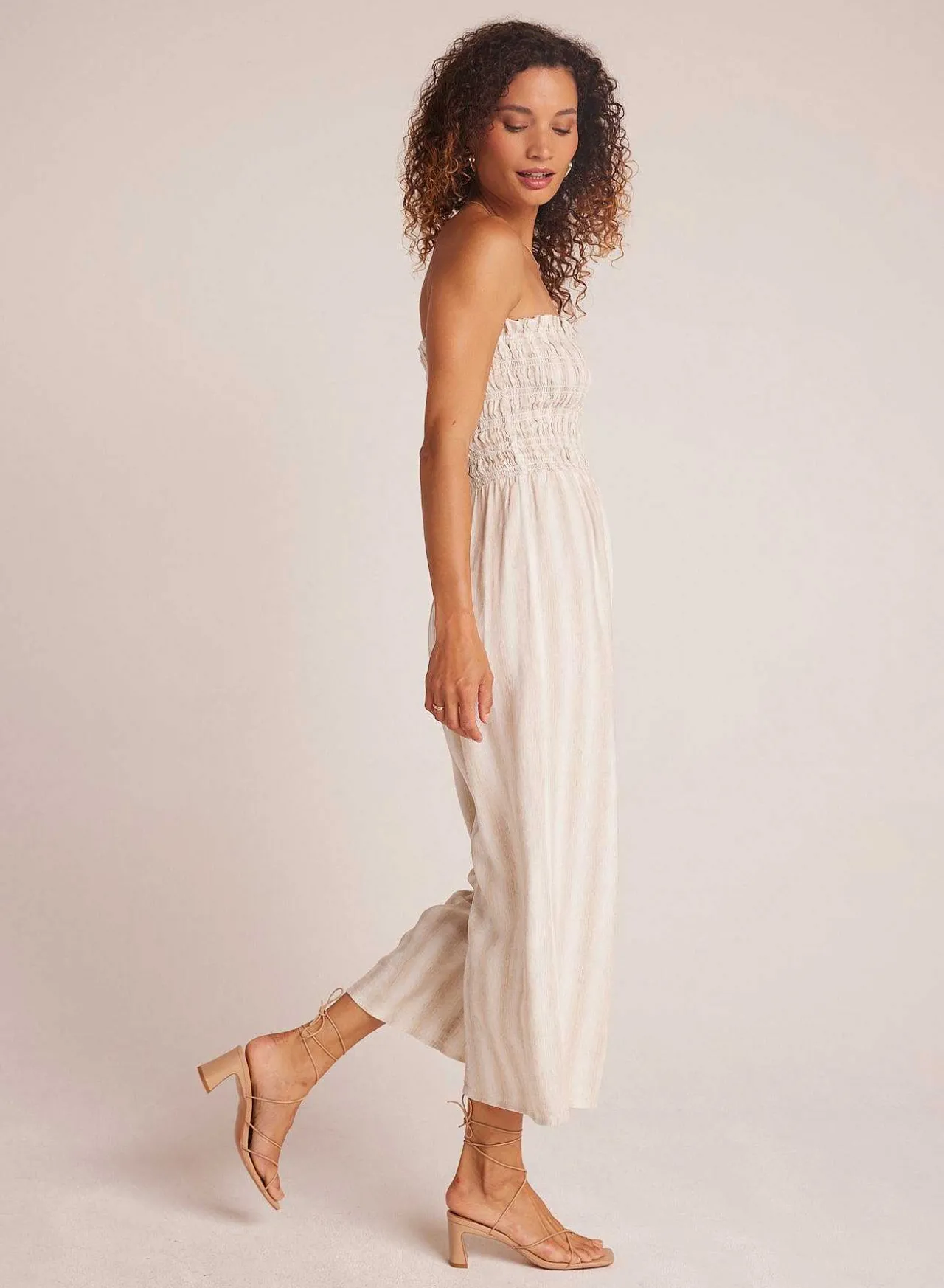 Gesmokte Strapless Jumpsuit - Playa Sand Stripe>Bella Dahl Hot
