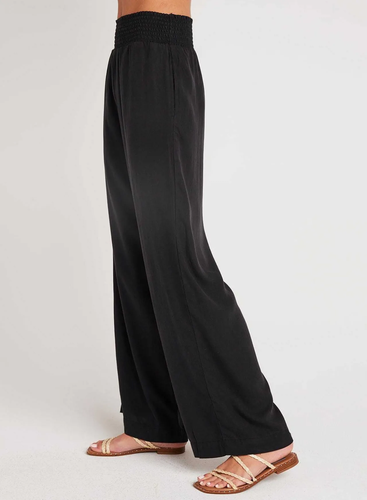 Gesmokte Taille Met Wijde Pijpen - Vintage Zwart>Bella Dahl Best