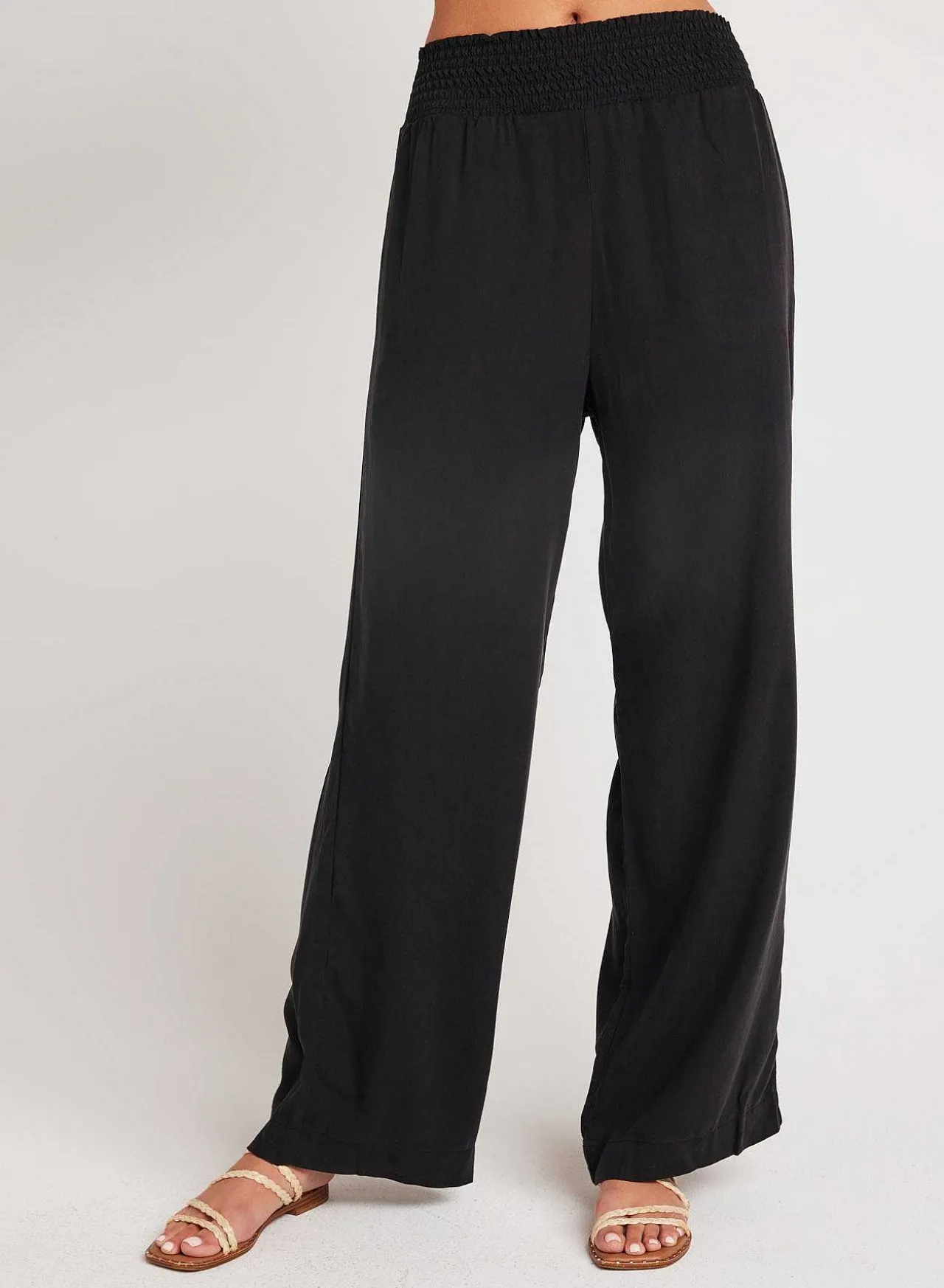 Gesmokte Taille Met Wijde Pijpen - Vintage Zwart>Bella Dahl Best