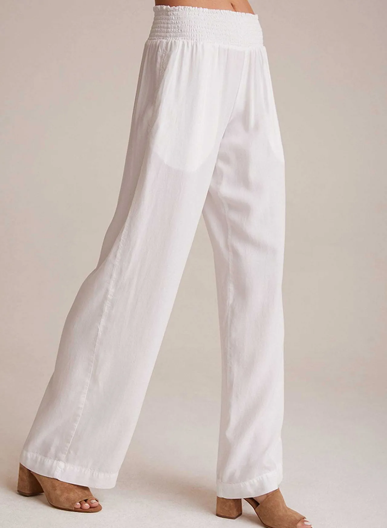 Gesmokte Taille Met Wijde Pijpen - Wit>Bella Dahl Fashion