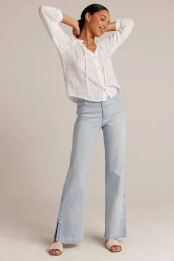 Geweven Geruite Raglanblouse - Wit>Bella Dahl Best