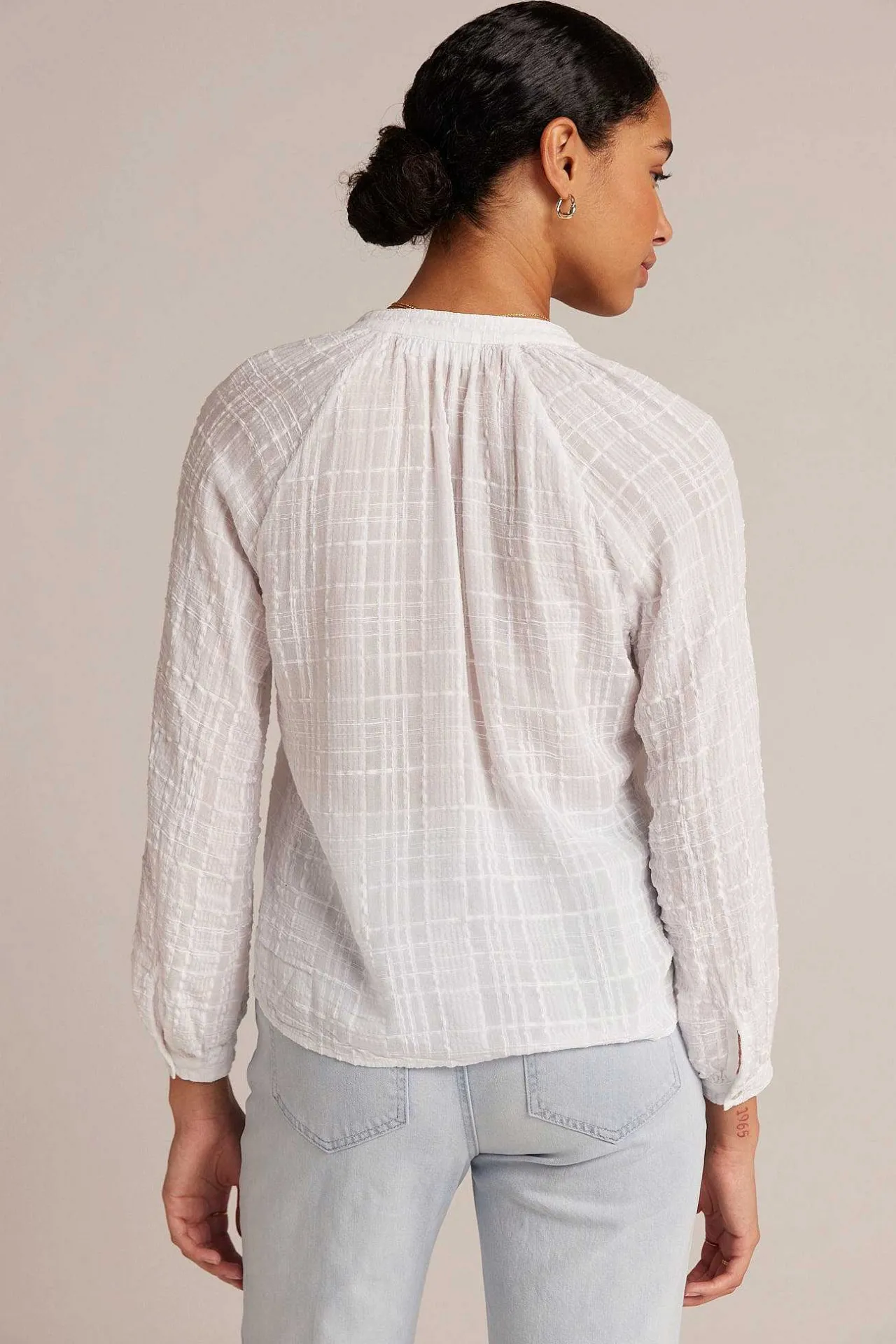 Geweven Geruite Raglanblouse - Wit>Bella Dahl Best