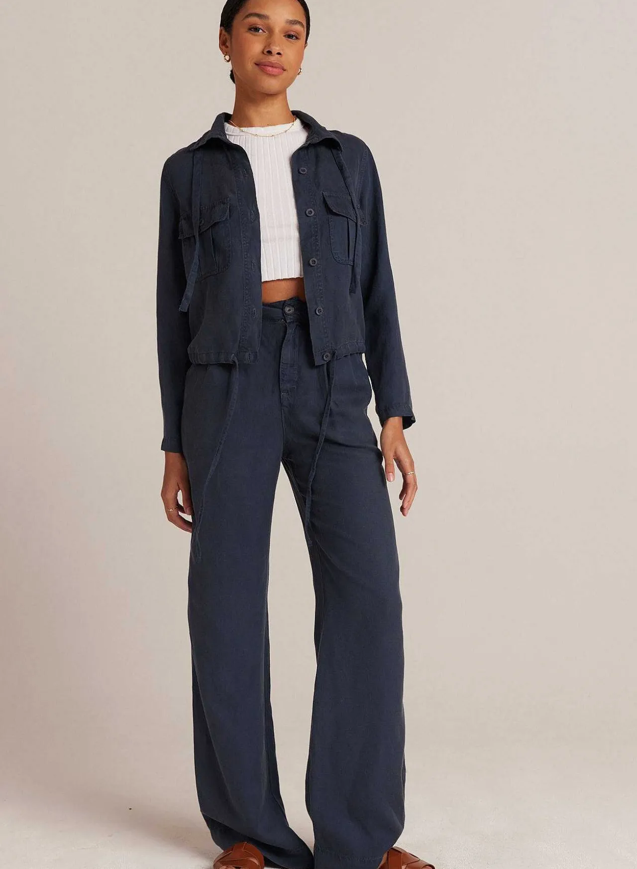 Greta Geplooide Broek Met Wijde Pijpen - Coastal Navy>Bella Dahl Cheap
