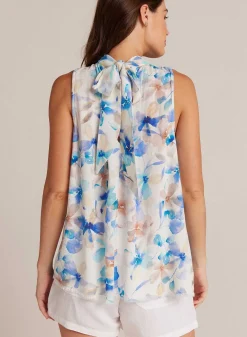 Haltertop Met Striksluiting Op De Rug - Malibu Bloemenprint>Bella Dahl Fashion