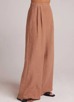 Hoog Getailleerde Linnen Geplooide Broek - Woestijnbruin>Bella Dahl Outlet