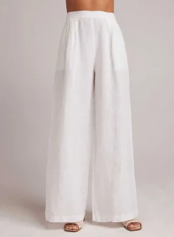 Hoog Getailleerde Linnen Geplooide Broek-Wit>Bella Dahl Best Sale