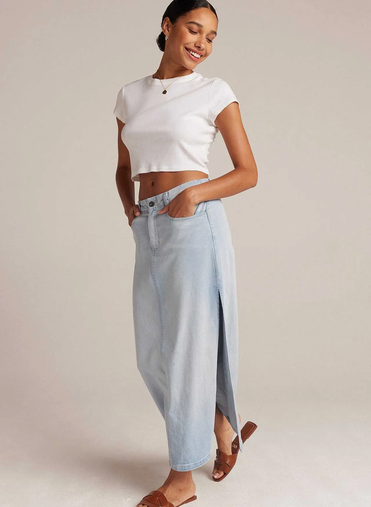 Indigo Rok Met Zijsplitten - Ocean Mist Wash>Bella Dahl Cheap
