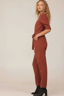 Jumpsuit Met Lange Mouwen En Ritssluiting Aan De Voorkant - Herfst Amber><noscript><img width=