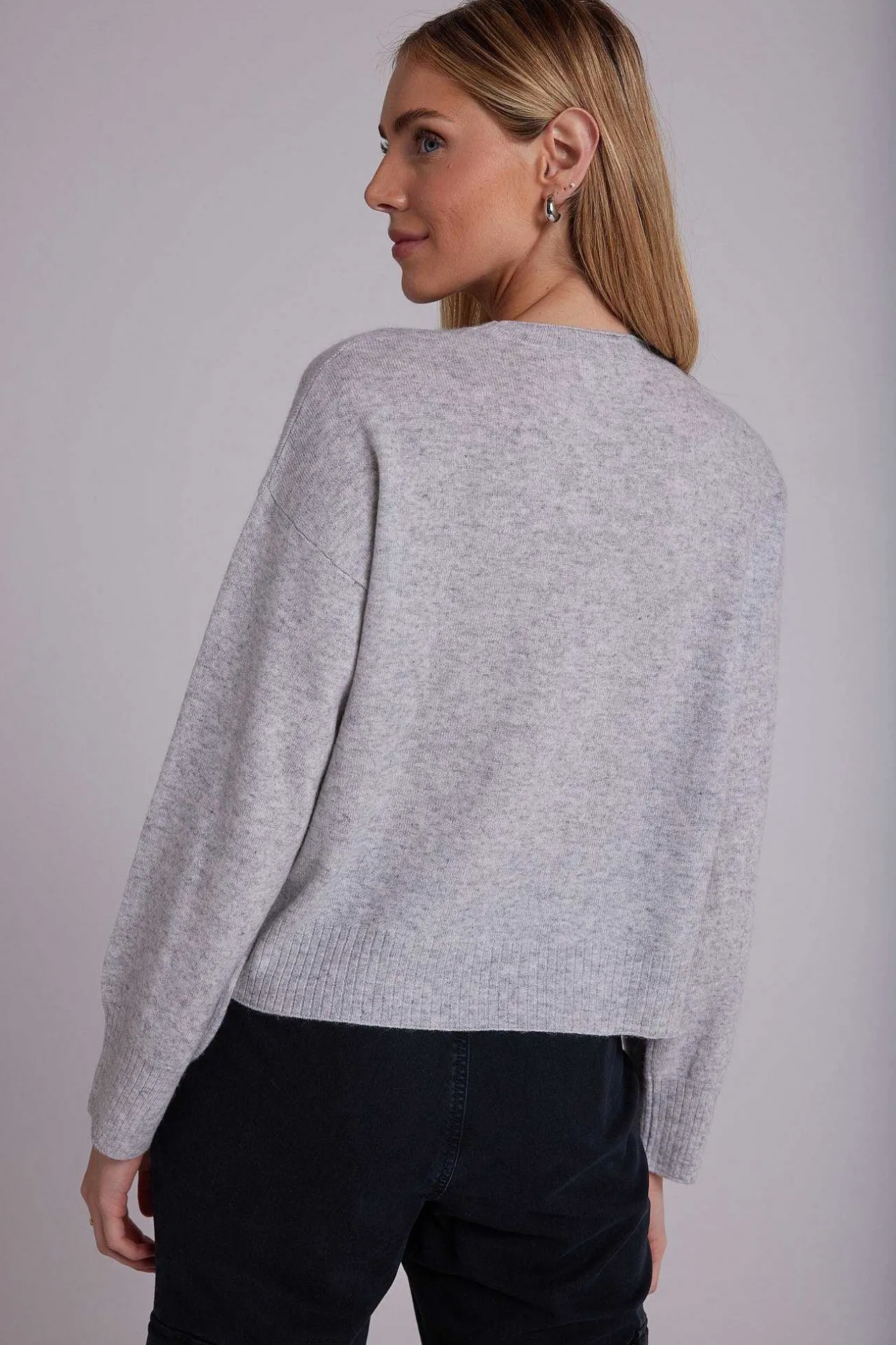 Kasjmier Geribde Trui Met Ronde Hals - Heather Fog>Bella Dahl New