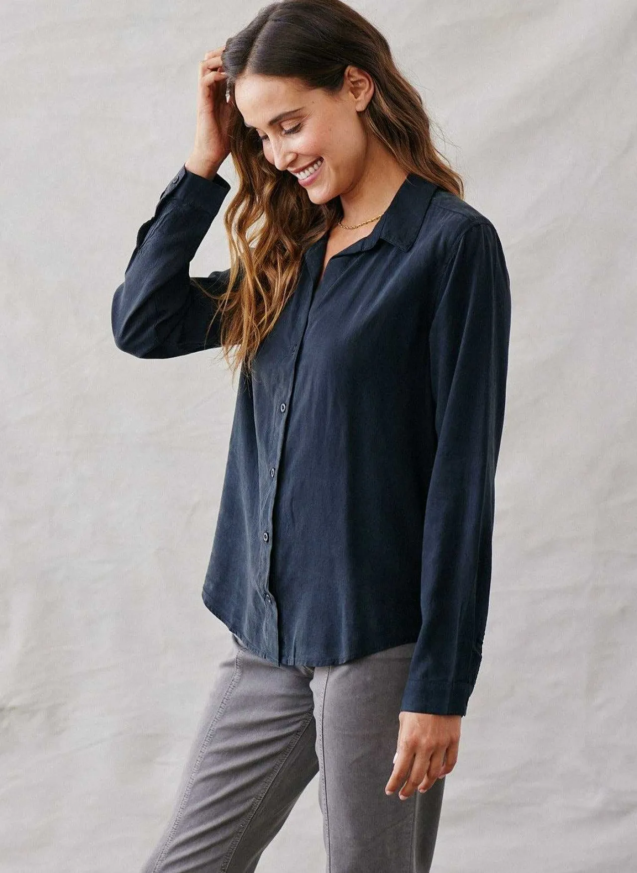 Klassieke Button-Down Met Lange Mouwen - Vintage Zwart>Bella Dahl Outlet