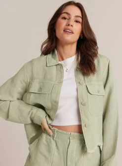 Lily Frayed Hem Jacket - Gedempt Leger><noscript><img width=