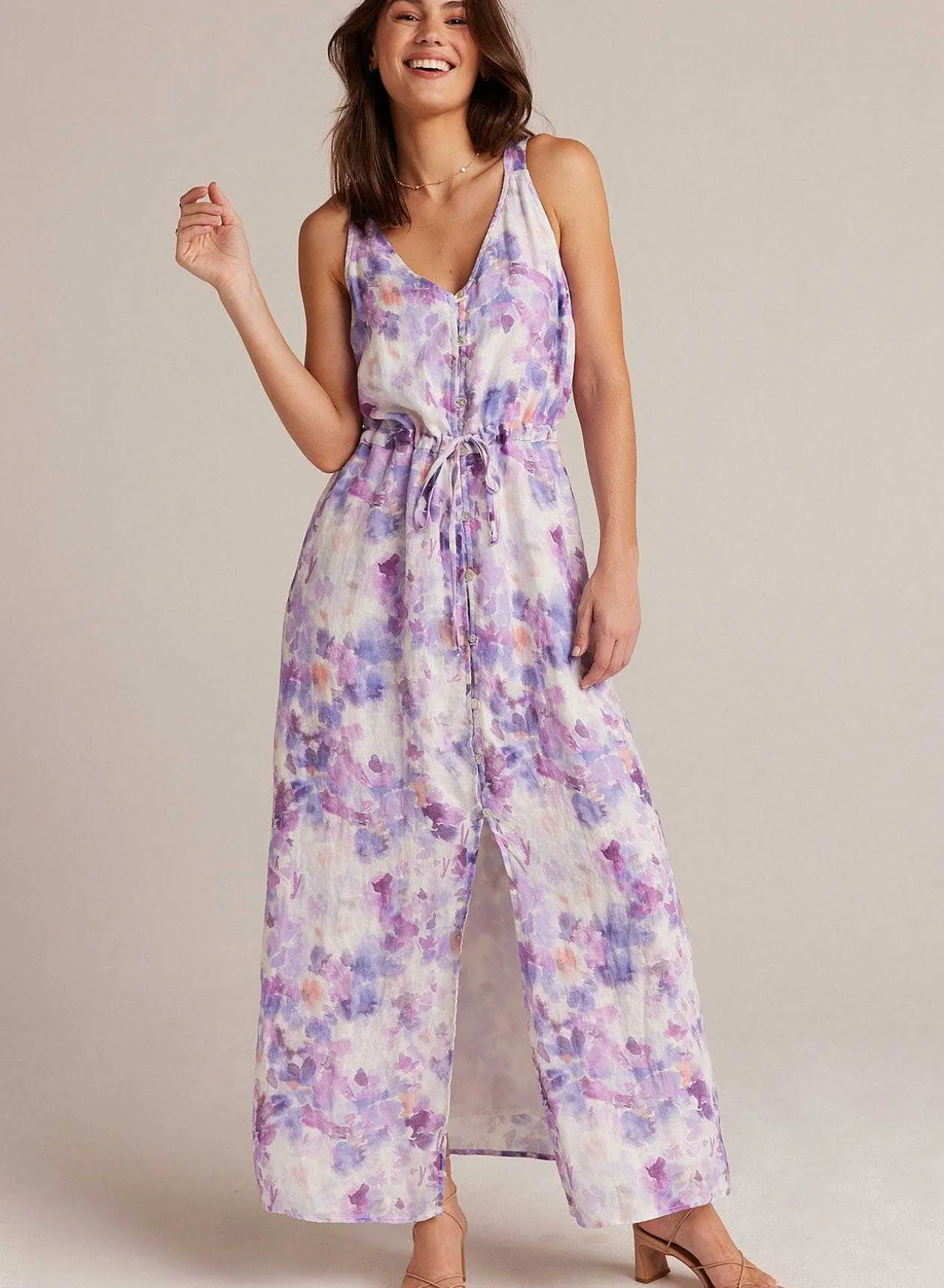 Linnen Jurk Met Knopen Aan De Voorkant - Iris Bloemenprint>Bella Dahl Online
