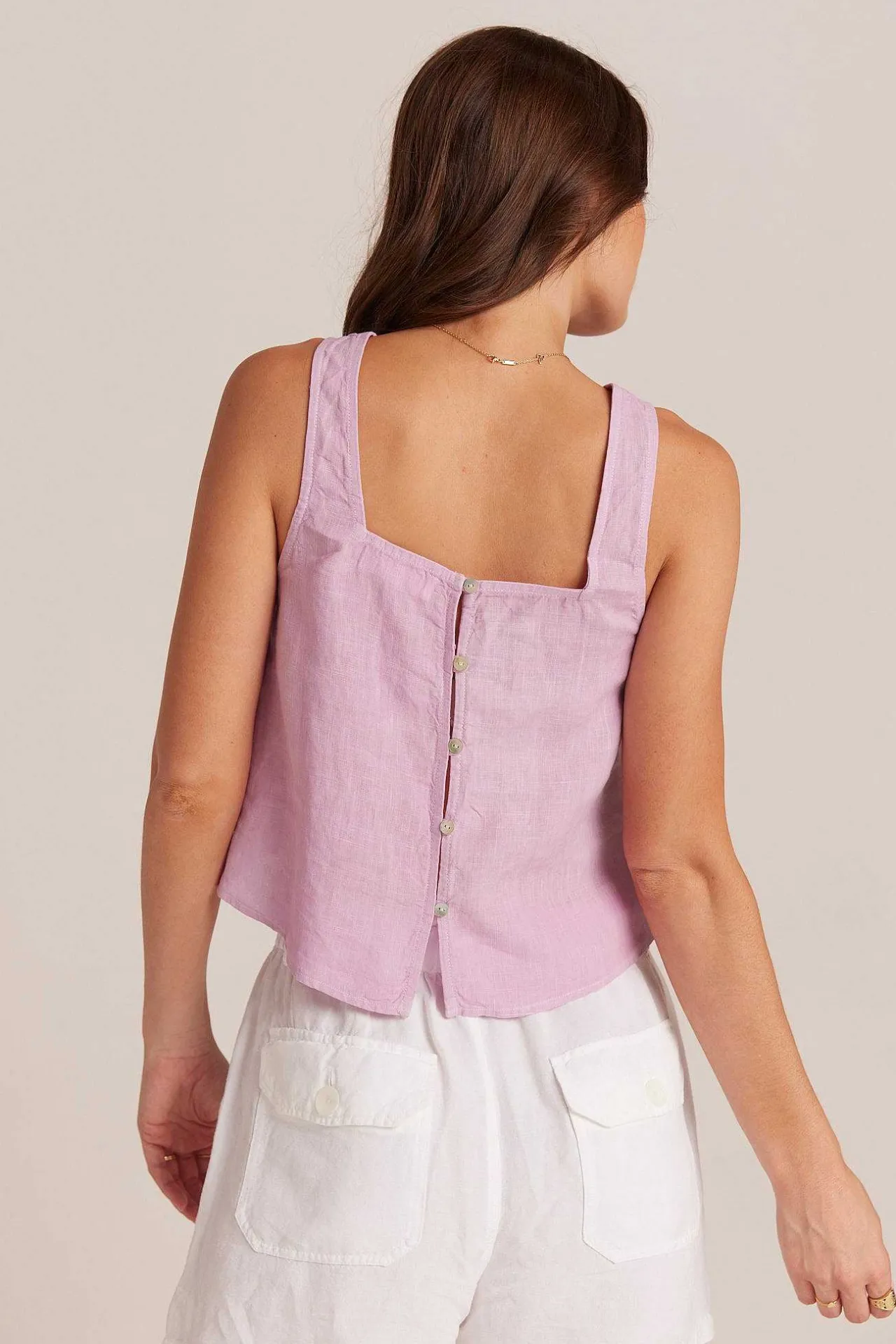 Linnen Tanktop Met Knoopsluiting - Lichte Orchidee>Bella Dahl Best Sale