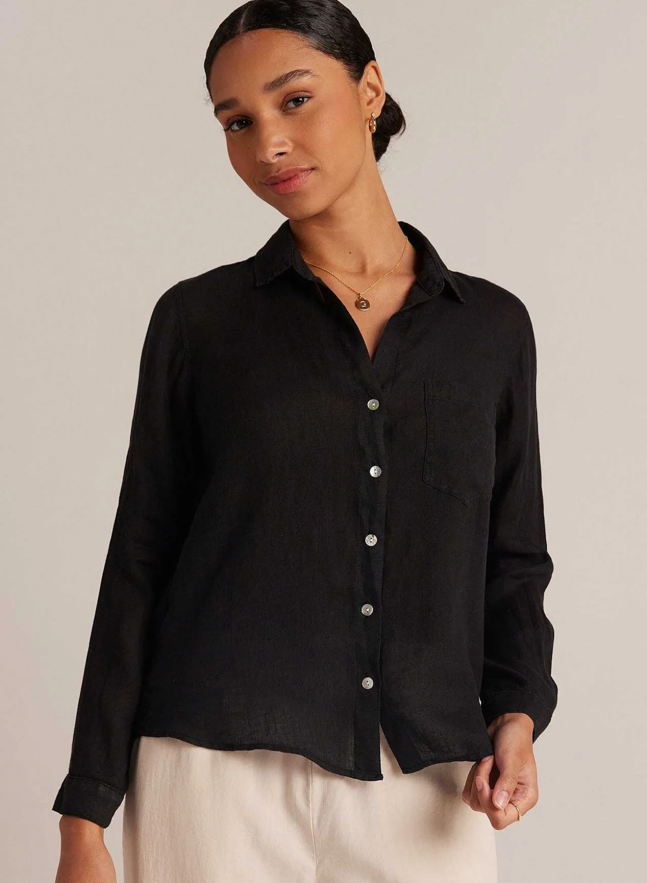 Linnen Zak Met Knoopsluiting - Vintage Zwart>Bella Dahl Fashion