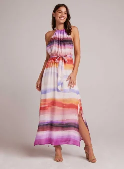 Midi-Jurk Met Gesmokte Taille En Halter - Canyon-Streepprint><noscript><img width=