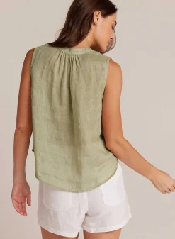Mouwloze Gesmokte Schouderblouse - Pale Palm>Bella Dahl Best