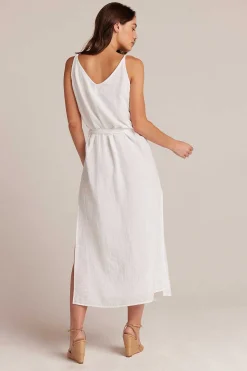 Mouwloze Jurk Met Knoopsluiting Aan De Voorkant, Wit><noscript><img width=