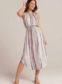 Mouwloze Midi-Jurk Met Gesmokte Taille En Kuststreepprint><noscript><img width=