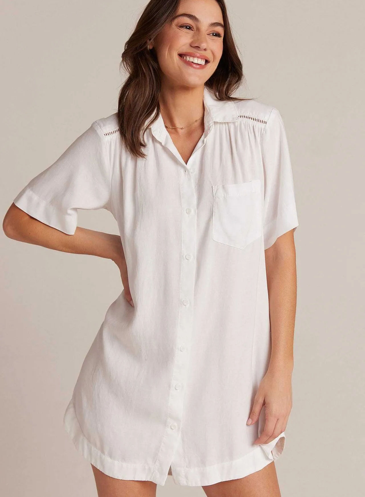 Overhemdjurk Met Ladderafwerking - Wit>Bella Dahl Sale