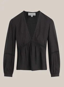 Peplumtop Met Ladderversiering - Zwart>Bella Dahl Fashion