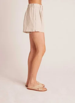 Plooibroek Kort Vooraan - Linnen Zand>Bella Dahl Store