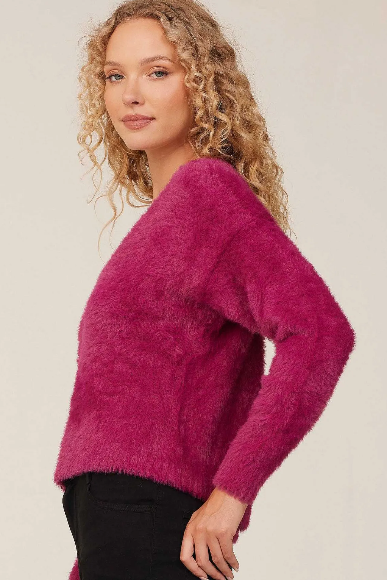 Slouchy Trui Met V-Hals - Donker Magenta>Bella Dahl Best Sale