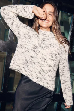 Space Dye Mock Neck Sweater - Winterwit En Zwart>Bella Dahl Best